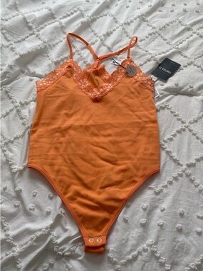 Forever 21 Orange Lace-Trim Bandeau Bodysuit